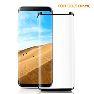 Woitech Samsung S8 Tempered Glass Screen Protector, Full Coverage Case Friendly Anti-Bubble Screen Cover Film for Galaxy S8, 5.8 Black¡±