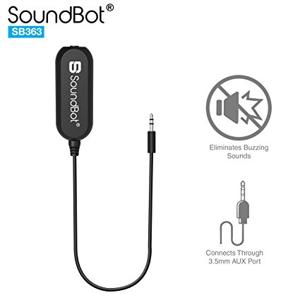 SoundBot SB363 3.5mm Ground Loop Noise Isolator Adapter Remover[Buzzing Eliminator Hissing Filter] Speaker/Car Audio Stereo System/Bluetooth Adapter Receiver/Car Kit/Home Audio w/Built-in AUX Cable