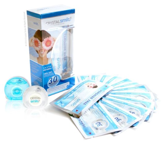 Teeth Whitening Strips - 28 Crystal Smile PROFESSIONAL HIGH GRADE Peroxide Free Whitening Strips  2 FREE REELS OF FLOSS included  Revolutionary 30 Minute Home Tooth Whitening Treatment EU and UK Approved Safer than the best TeethTooth Bleaching Whitening Kits Pens and Other Bleach Whitening Systems