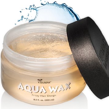 Aqua Hair Wax Styling Gel - Anti Frizz Combo Size Water Based Pomade Jar 85 oz - For All Hair Types