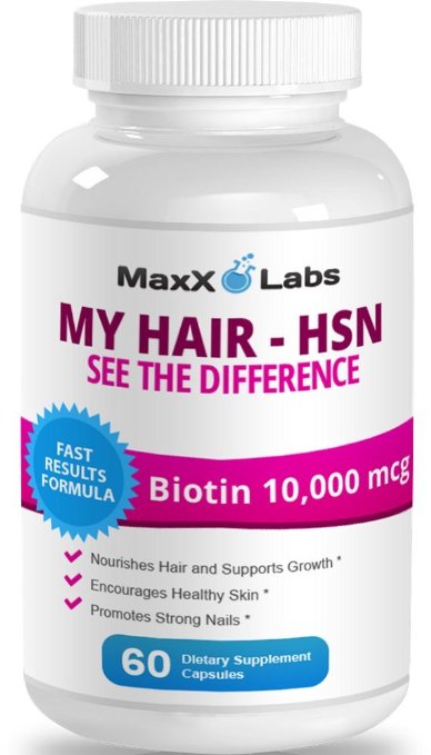 Best Biotin for Hair Growth 9733 Biotin 10000mcg 9733 Potent Formula - Hair Skin and Nails Vitamins HSN It Works Nourishing Your Skin and Growing Strong Nails and Healthy Sexy Hair - 60 Gluten Free Capsules