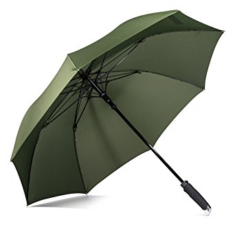 LifeTek New Yorker 54 Inch Automatic Open Golf Umbrella Teflon Rain Repellant Canopy Extra Large Full Size Windproof Frame