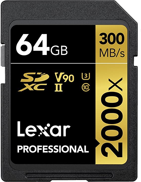 Lexar Professional 2000x 64 GB SDXC UHS-II Card w/o Reader, Up To 300MB/s Read (LSD2000064G-BNNAG)