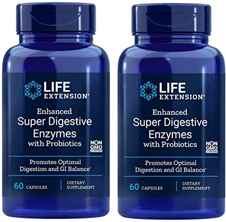 Enhanced Super Digestive Enzymes with Probiotics 60 Vegetarian Capsules-Pack-2