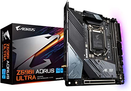 GIGABYTE Z590I AORUS Ultra (LGA 1200/Intel Z590/Mini-ITX/Dual M.2/PCIe 4.0/USB 3.2 Gen2X2 Type-C/Intel WiFi 6/Intel i225V 2.5GbE/ Gaming Motherboard)