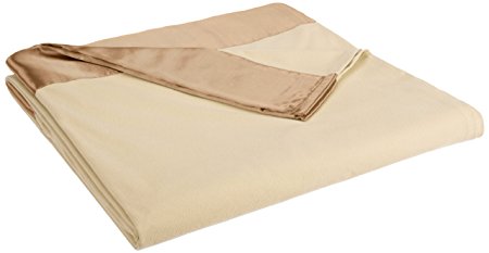 Shavel All Seasons Year Round Sheet Blanket with Satin Hem, Full/Queen, Chino