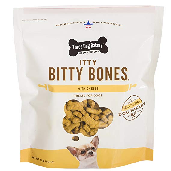 Three Dog Bakery Itty Bitty Bones Baked Dog Treats, 32 oz