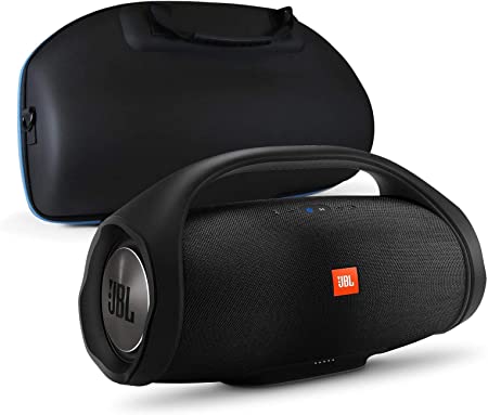 JBL Boombox Portable Bluetooth Waterproof Speaker Bundle with divvi! Molded Hardshell Speaker Case - Black