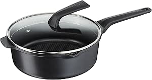 Tefal Aroma E21533 Schmorpfanne mit Deckel 26 cm, Aluminium, schwarz