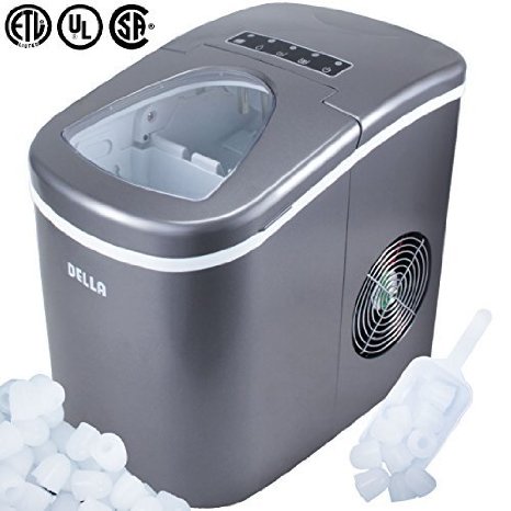 DELLA© Premium Ice Maker Portable Counter-Top, Daily Ice Making Capacity: 26 LBS (Silver)