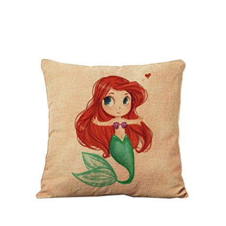 Red hair mermaid pillow the creative Cotton Linen Decorative Cushion Covers Pillow Cases Hot Sale C02