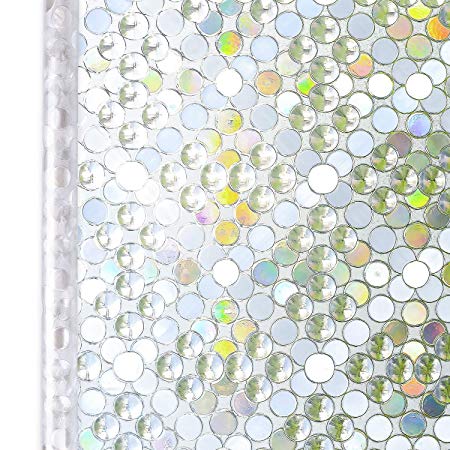 Homein Window Film Privacy, 3D Bubble Decorative Stained Glass Window Film Rainbow Effect Removable Self Adhesive Glass Sticker Static Cling Window Paper Block UV for Kitchen 35.4"x78.7"