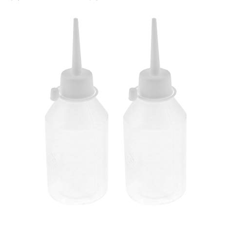 sourcingmap® Plastic Machine Oil Water Squeeze Bottles 100mL 2 Pcs White