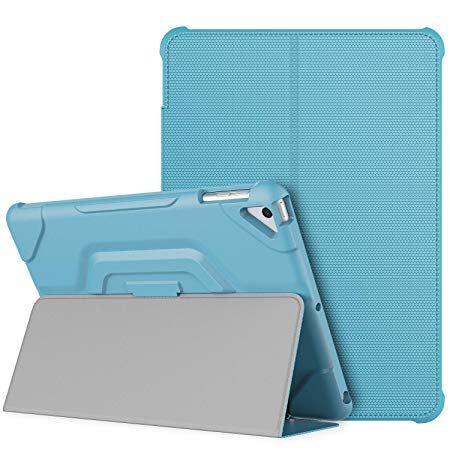 JETech Case for iPad 9.7-inch (2018/2017 Model, 6th/5th Generation), Double-fold Stand with Shockproof TPU Back Cover, Auto Wake/Sleep, Blue