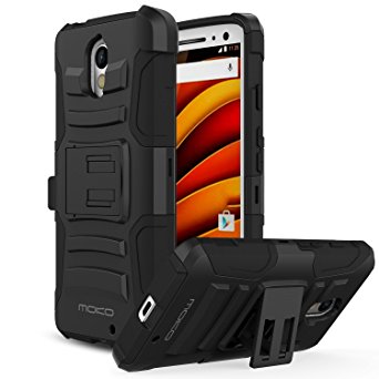 Droid Turbo 2 Case, MoKo Shock Absorbing Hard Cover Ultra Protective Heavy Duty Case with Holster Belt Clip   Built-in Kickstand for Motorola Droid Turbo 2 XT1585 / Moto X Force (2015) - Black