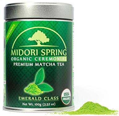 Midori Spring USDA Organic Ceremonial Matcha - Emerald Class - Chef's Choice Quality Japanese Matcha Green Tea Powder, Kosher, Vegan Certified(100g)