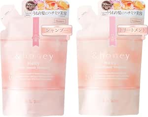 &honey Melty Moist Japanese Shampoo & Conditioner Refill Set (350 ml each) - Deep Nourishment and Revitalization - Organic Ingredients Perfect for Frizzy, Wavy, Curly Hair, Pink