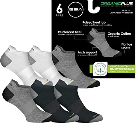 GSA OrganicPlus Cotton, Low Cut Men’s Performance Socks