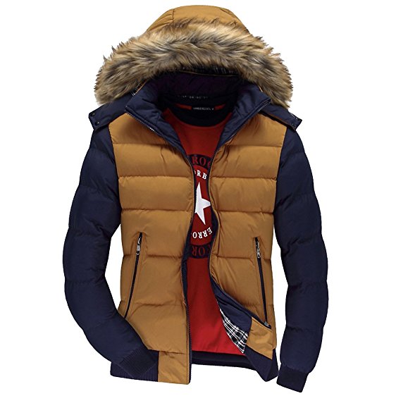 URBANFIND Men's Slim Fit Fashion Contrast Patch Coat Casual Fleece Hooded Jacket