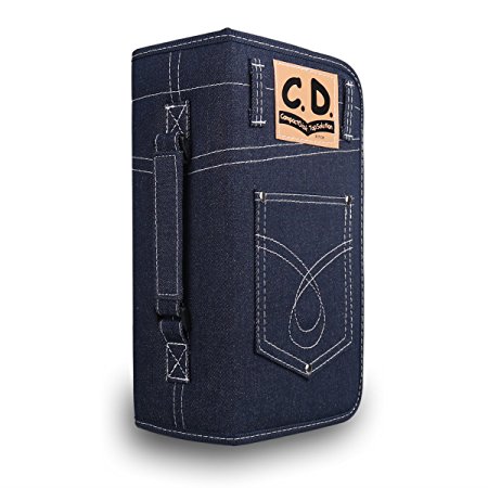 FORE Legend Denim CD/DVD/Blu-Ray Disc 128pcs Wallet Case for CD/DVD Carrying Storage 128 Capacity Made of Denim Color Blue