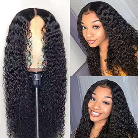 Annivia Long Curly Black Wig for Black Women Kinky Curly Hair Wig Natural Glueless Heat Resistant Synthetic Wigs (26'' 1B）