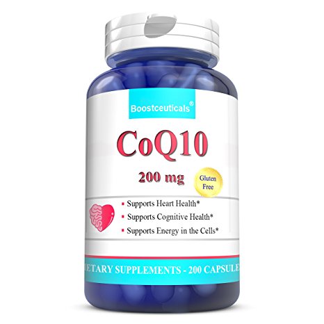 CoQ10 200mg 200 Count, High Absorption Q10 Coenzyme Supplement for Healthy Blood Pressure and Heart Health by BoostCeuticals