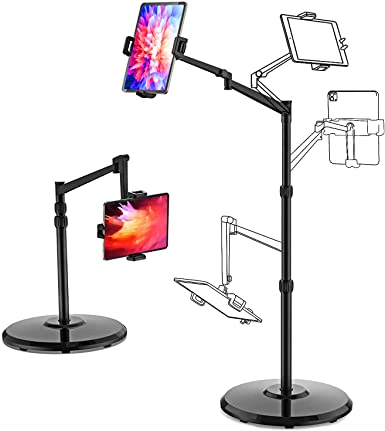Smatree 4.7-12.9 iPad & Cell Phone Floor Stand, 10.2inch iPad Stand Adjustable Height（15.7-55inch, Strong Stability, 360 Degree Rotating Compatible with 8.3inch iPad Mini