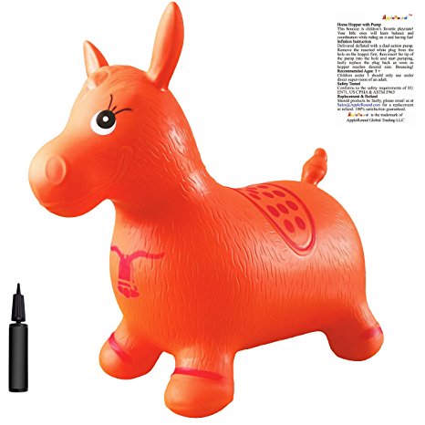 Orange Horse Hopper, Pump Included (Inflatable Space Hopper, Jumping Horse, Ride-on Bouncy Animal)