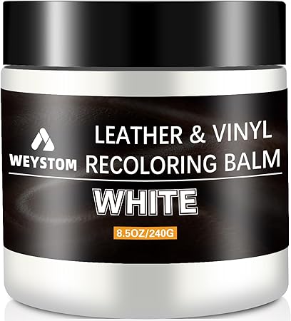 WEYSTOM Leather Recoloring Balm - White Leather Repair Kit for Furniture, Leather Dye, Recolor, Renew, Repair & Restore Aged, Faded, Cracked, Peeling and Scuffed Leather