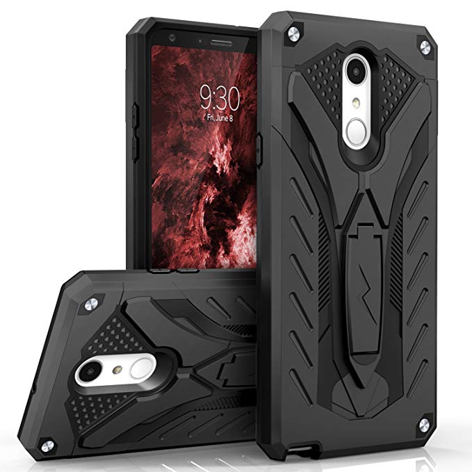 Zizo STATIC Series compatible with LG Stylo 4 Case Military Grade Drop Tested with Built In Kickstand BLACK