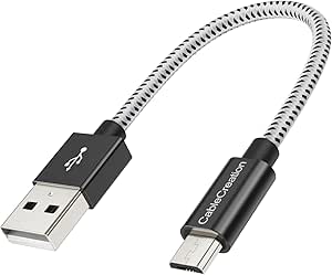 CableCreation [5-Pack Short USB to Micro USB Cable 6 Inch, USB2.0 Micro USB Charging Cable Triple Shielded Works with Raspberry Pi Zero, Roku Streaming TV Stick, PS 4, Power Pack and More 0.15m