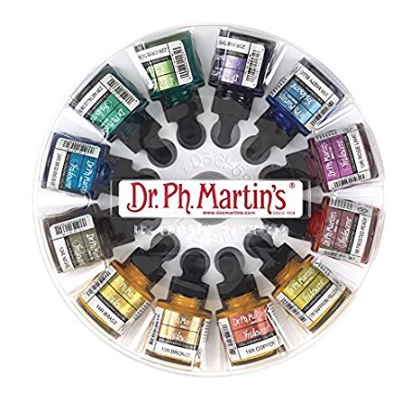 Dr. Ph. Martin's Iridescent Calligraphy Color Bottles, 1.0 oz, Set of 12 (Set 2)