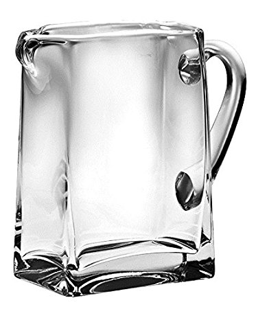 Barski Handmade Rectangle Glass Pitcher with handle, With Spout, Ice Lip, 43 oz., 8"H, Made in Europe