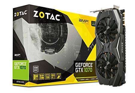 Zotac NVIDIA GeForce GTX 1070 AMP Edition 8GB GDDR5 DVI/HDMI PCI-Express Video Card (ZT-P10700C-10P)