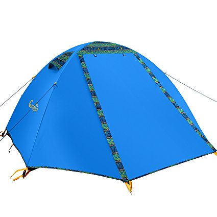 Ultralight Waterproof 2 Person Camping Tent with LED， Professional Weatherproof Double Layer Large Space Aluminum Rod Lightweight 3 season Backpacking Tent for Camping Hiking Travel Campla