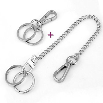EVELTEK Metal key rings for men trousers wallet Key Chain Keyring with Belt Clip Silver (KE-05)
