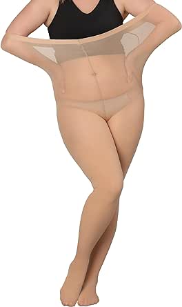 DancMolly Plus Size Tights for Women, Control Top Semi Opaque Nylon Pantyhose High Waist