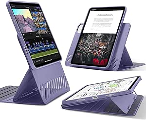 ESR for iPad Pro 11 Inch Case M4(2024, 5th Gen), Rotating Case with Removable Magnetic Cover, Adjustable Portrait/Landscape Stand with Raised Screen View, 9 Standing Angles, Shift Series, Purple