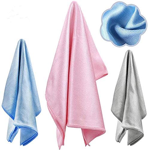 LYINIE Microfiber Glass Cleaning Cloths - 3 Pack (16 x 16) - Streak Free - Lint Free - Quickly Clean Windows, Windshields, Mirrors, and Stainless Steel