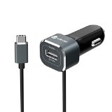 USB Type C Car Charger iClever BoostDrive 54A USB-C Car Charger Adapter with Build-in Type-C 31 Cord for Apple Macbook 12 inch Nokia N1 Nexus 5X 6P Lumia 950950XL OnePlus 2 and More Gray