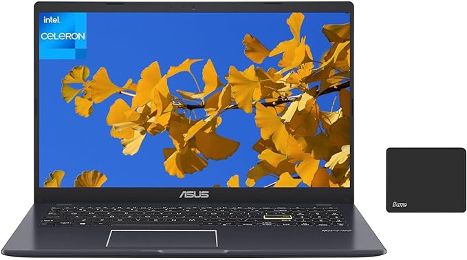 ASUS Vivobook Go 15 L510 Thin & Light Laptop, 15.6” FHD Display, Intel Celeron N4020 (2-Core, up to 2.8 GHz), 4GB RAM, 192GB Storage (64GB eMMC 128GB SSD), Windows 11h, Star Black, with 5ave Mousepad
