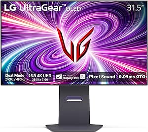 LG 32GS95UE 32-inch OLED 4K UHD (3840 x 2160) Ultragear Gaming Monitor with Dual Mode & Pixel Sound, Black