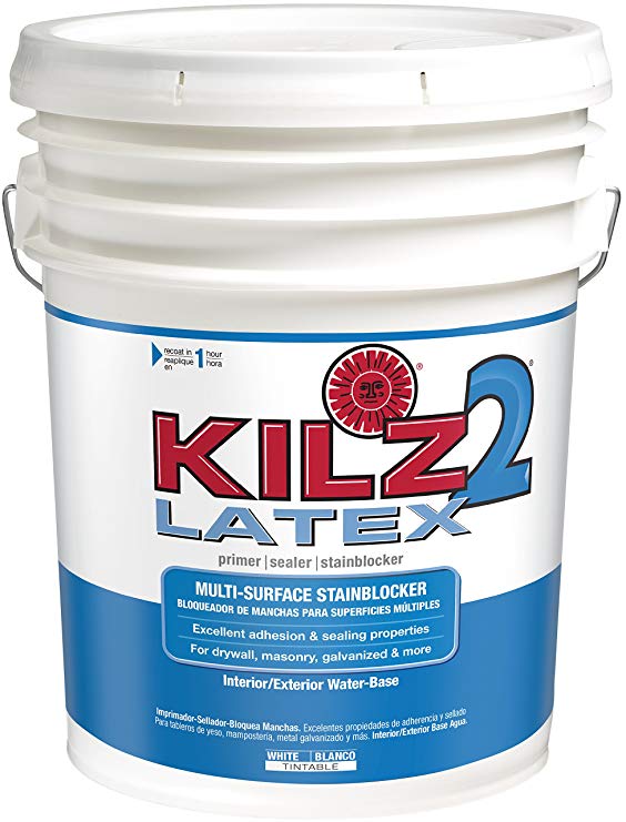 KILZ 2 Multi-Surface Stain Blocking Interior/Exterior Latex Primer/Sealer, White, 5 gallon