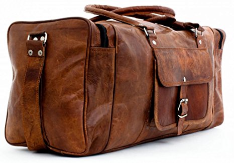 28" Distressed Leather Holdall Overnight Weekend Duffel Bag Large Holiday Bag Sports Christmas gifts