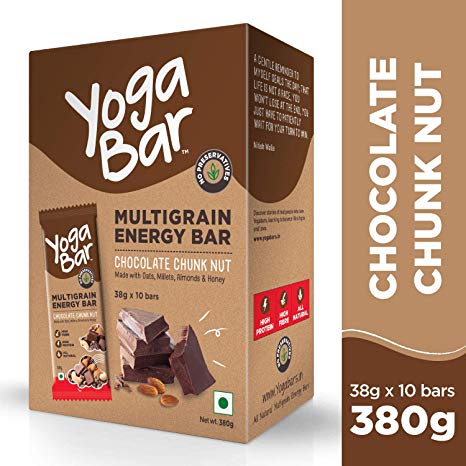 Yogabar Multigrain Energy Bars - 380gm (Chocolate Chunk Nut , 38gm x 10 Bars)