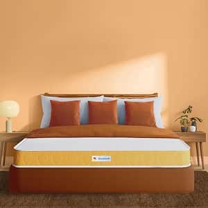 Sleepwell Dual Mattress | Reversible | High Density (HD) Foam | 8-inch Queen Bed Size, Medium Soft & Hard (Orange,75x60X8)