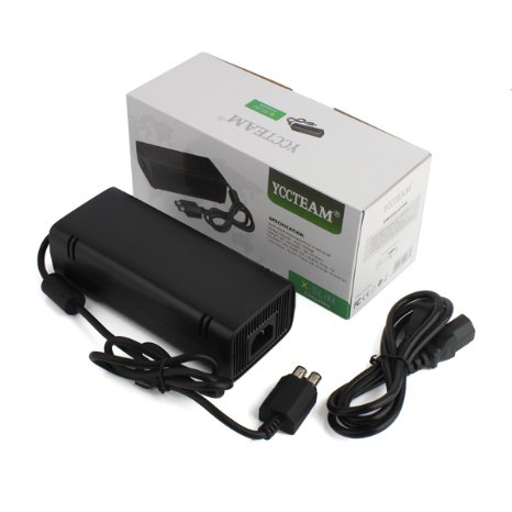 YCCTEAMreg Xbox 360 Slim AC Adapter Power Supply 100-240V Auto VoltageBlack