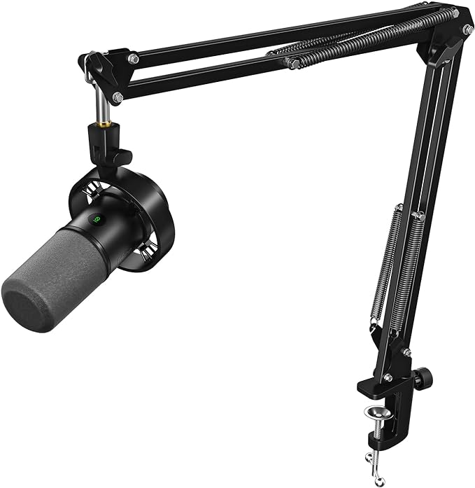 FIFINE Dynamic Microphone and Suspension Scissor Mic Stand Kit, XLR/USB Podcast PC Mic with Mute, Volume Control for Recording, Boom Arm Stand Set with Heavy Duty Clamp for Voice-Over (K688 CS1)