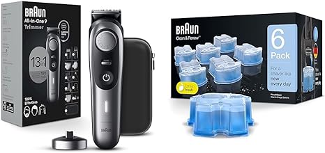 Braun All-In-One Style Kit Series 9 9440, 13-in-1 Trimmer for Men with Beard Trimmer & Clean & Renew Refill Cartridges, 6 Pack