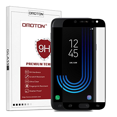 OMOTON Samsung Galaxy J5 2017 Screen Protector, Tempered Glass with Full Cover, 9H Hardness, No Bubbles, Scratch Resistant, Easy Installation